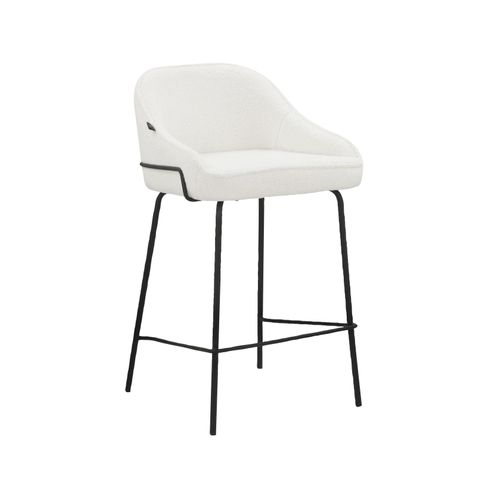 Oline-lot De 2 Tabouret De Bar En Tissu Teddy Blanc