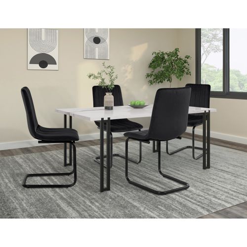 Marcela-lot De 2 Chaises De Salle à Manger En Velours Noir