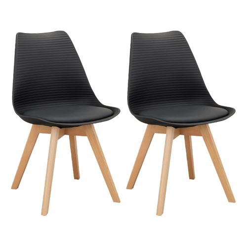 Armin-lot De 2 Chaises De Salle à Manger En Plastique Noir