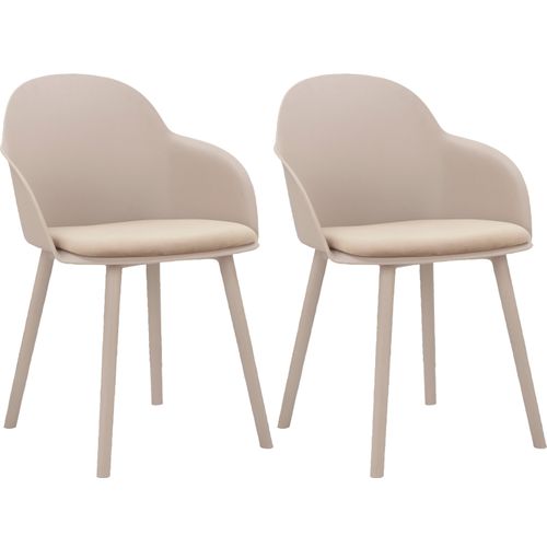 Seiko-lot De 2 Chaises De Salle à Manger En Plastique Beige