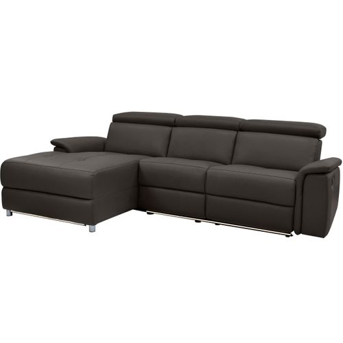 Pareli-canapé 3 Places Gauche Avec Fonction Électrique En Cuir Marron Pu