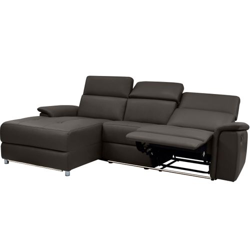 Pareli-canapé 3 Places Gauche Avec Fonction Électrique En Cuir Marron Pu