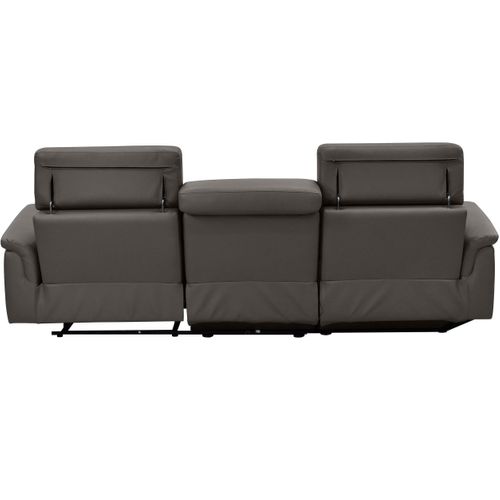 Pareli-canapé 3 Places Gauche Avec Fonction Électrique En Cuir Marron Pu