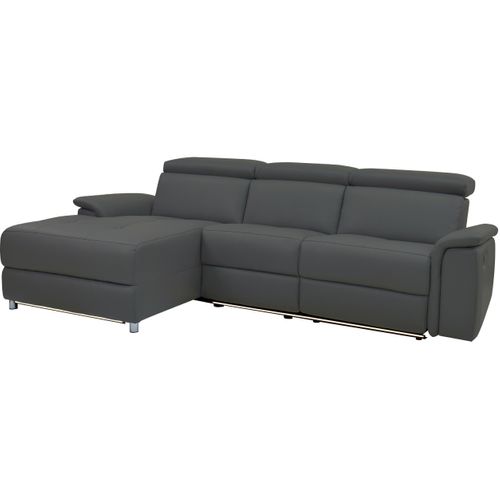 Pareli-canapé D'angle 3 Places Avec Fonction Électrique En Cuir Pu Gris