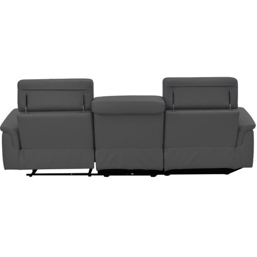 Pareli-canapé D'angle 3 Places Avec Fonction Électrique En Cuir Pu Gris