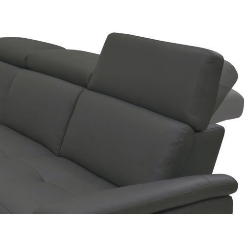 Pareli-canapé D'angle 3 Places Avec Fonction Électrique En Cuir Pu Gris