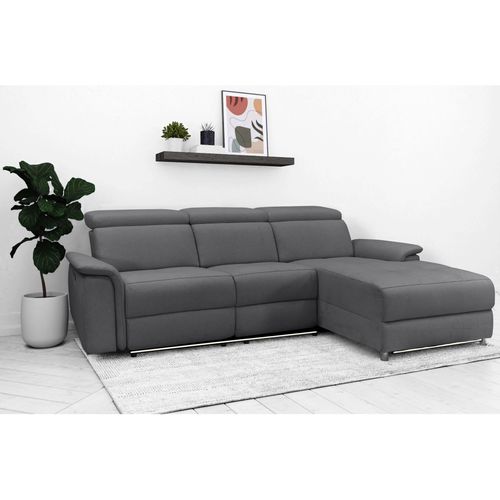 Pareli-canapé 3 Places Droit Avec Fonction Électrique En Tissu Anthracite