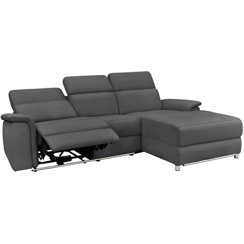 Pareli-canapé 3 Places Droit Avec Fonction Électrique En Tissu Anthracite