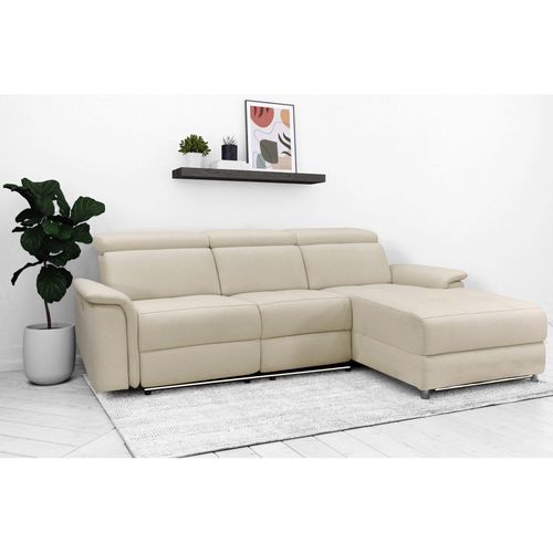 Pareli-canapé 3 Places Droit Avec Fonction Électrique En Tissu Sable