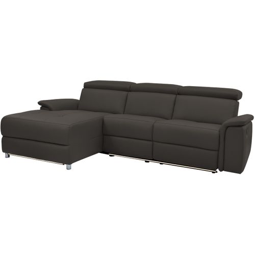 Pareli-canapé 3 Places Gauche Avec Fonction Manuelle En Cuir Pu Marron