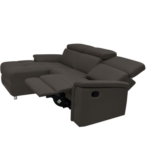 Pareli-canapé 3 Places Gauche Avec Fonction Manuelle En Cuir Pu Marron