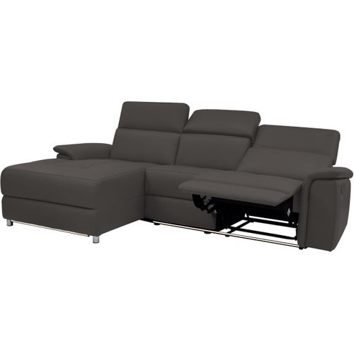 Pareli-canapé D'angle 3 Places Avec Fonction Manuelle En Pu Marron