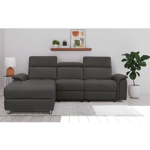 Pareli-canapé D'angle 3 Places Avec Fonction Manuelle En Pu Marron