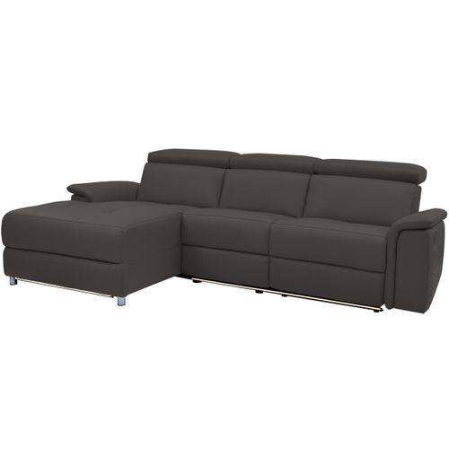Pareli-canapé D'angle 3 Places Avec Fonction Manuelle En Pu Marron