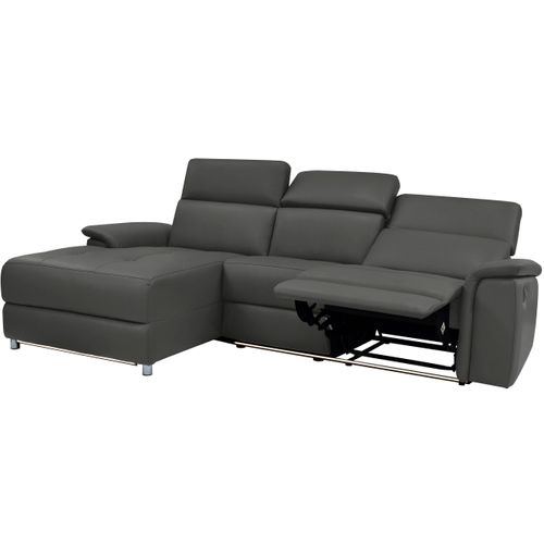 Pareli-canapé D'angle 3 Places Avec Fonction Manuelle En Pu Noir