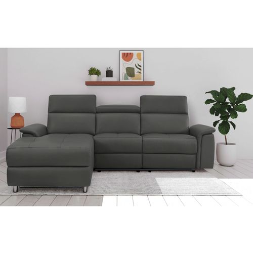 Pareli-canapé D'angle 3 Places Avec Fonction Manuelle En Pu Noir