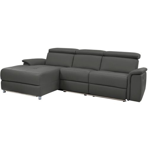 Pareli-canapé D'angle 3 Places Avec Fonction Manuelle En Pu Noir