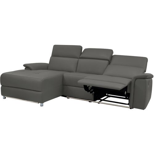 Pareli-canapé 3 Places Gauche Avec Fonction Manuelle En Cuir Gris Pu