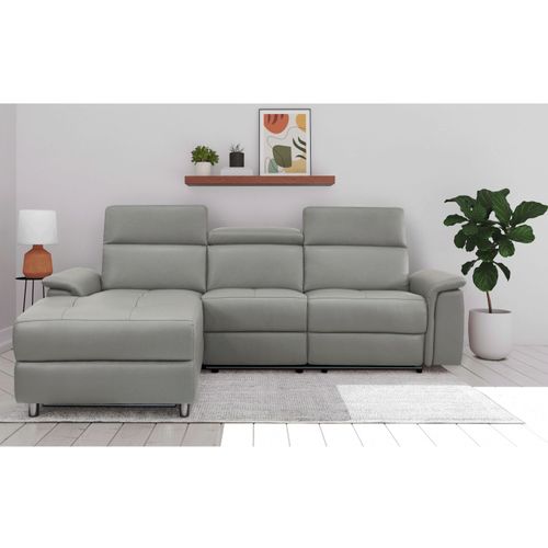 Pareli-canapé 3 Places Gauche Avec Fonction Manuelle En Tissu Gris
