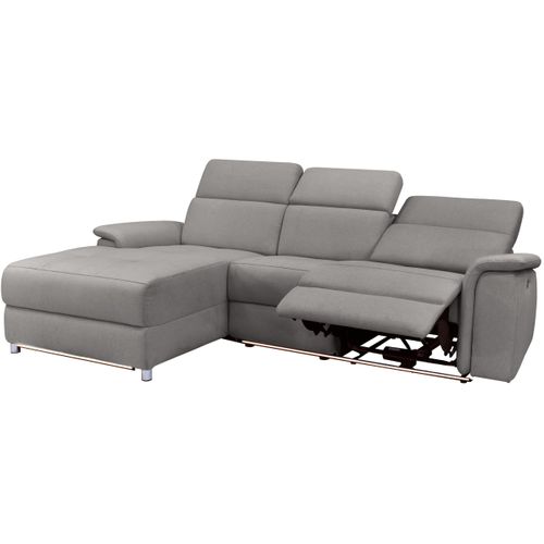 Pareli-canapé 3 Places Gauche Avec Fonction Manuelle En Tissu Gris