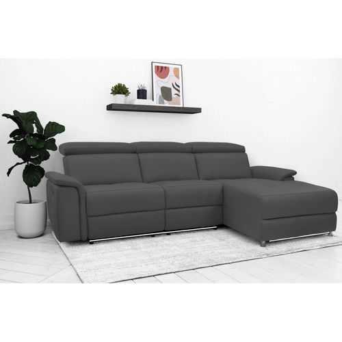 Pareli-canapé 3 Places Droite Avec Fonction Manuelle En Pu Gris