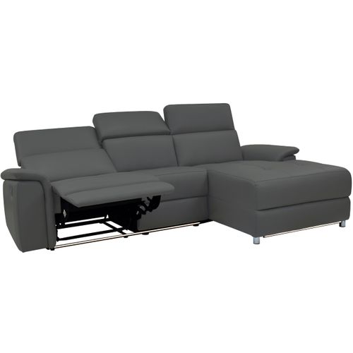 Pareli-canapé 3 Places Droite Avec Fonction Manuelle En Pu Gris