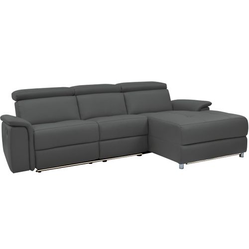 Pareli-canapé 3 Places Droit Avec Fonction Manuelle En Cuir Gris Pu