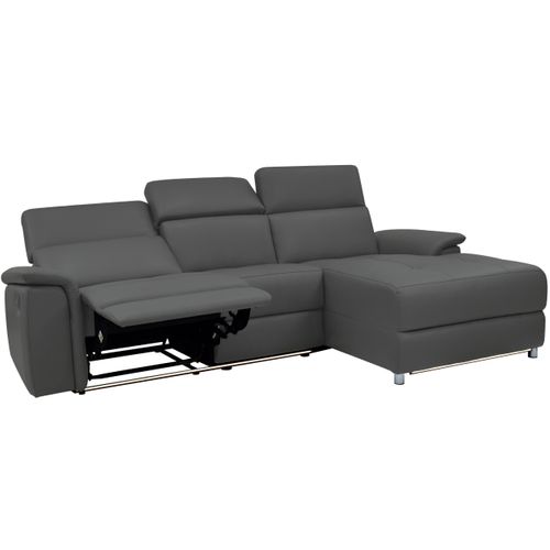 Pareli-canapé 3 Places Droit Avec Fonction Manuelle En Cuir Gris Pu