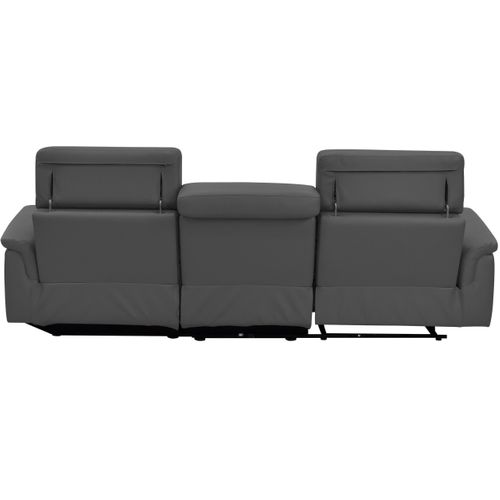 Pareli-canapé 3 Places Droit Avec Fonction Manuelle En Cuir Gris Pu