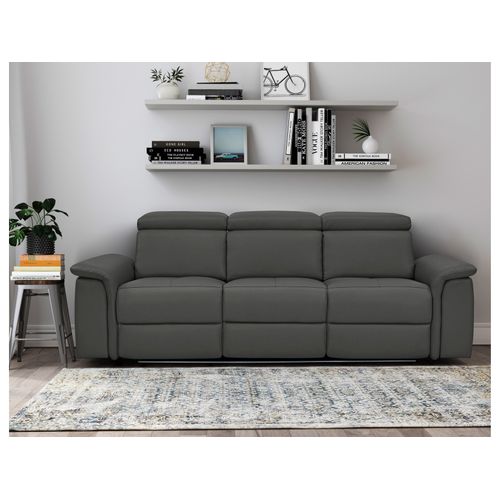 Pareli-canapé 3 Places Avec Fonction Électrique En Pu Noir