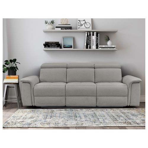 Pareli-canapé 3 Places Avec Fonction Manuelle En Tissu Gris