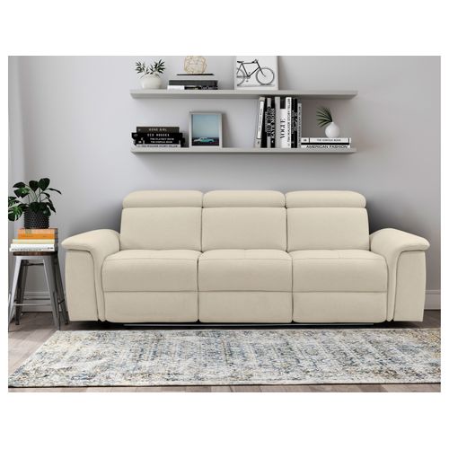 Pareli-canapé 3 Places Avec Fonction Manuelle En Tissu Couleur Sable