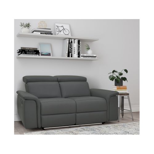 Pareli-canapé 2 Places Avec Fonction Relax Électrique En Pu/cuir Gris