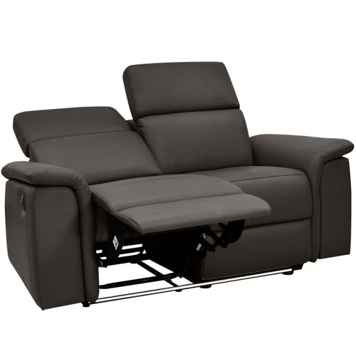 Pareli-canapé 2 Places Avec Fonction Manuelle En Cuir Pu Marron