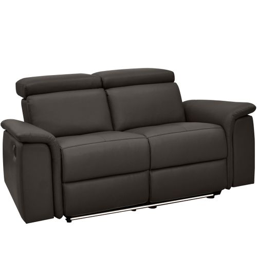 Pareli-canapé 2 Places Avec Fonction Manuelle En Cuir Pu Marron