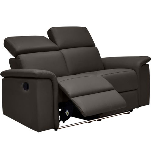 Pareli-canapé 2 Places Avec Fonction Manuelle En Cuir Pu Marron