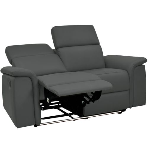 Pareli-canapé 2 Places Avec Fonction Manuel Relax En Pu/cuir Gris