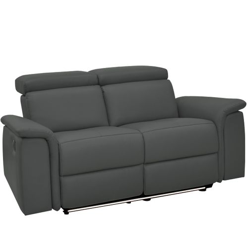 Pareli-canapé 2 Places Avec Fonction Manuel Relax En Pu/cuir Gris