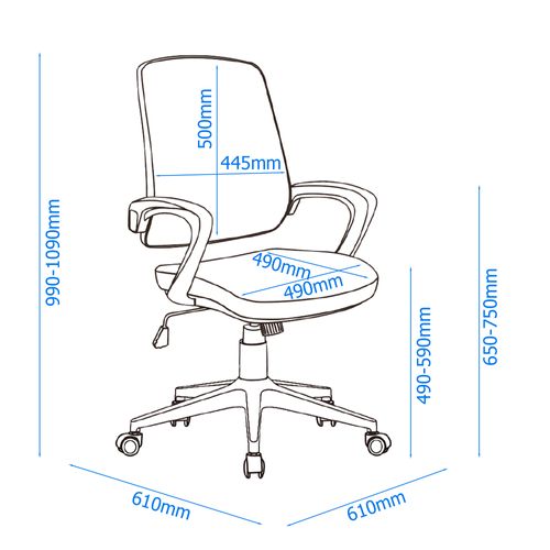 Marvin-chaise De Bureau Avec Hauteur D'assise Réglable, Revêtue De Tissu Noir.
