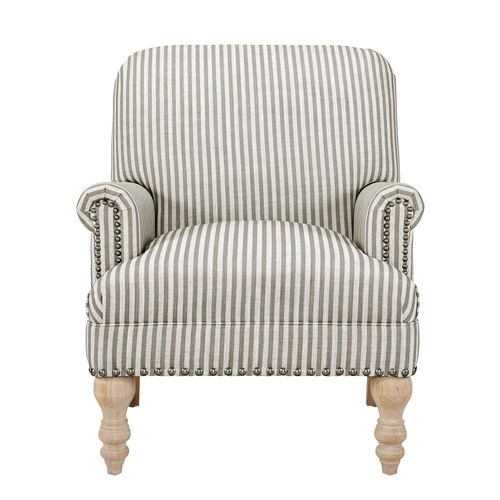 Jaya - Fauteuil à Rayures En Tissu Beige