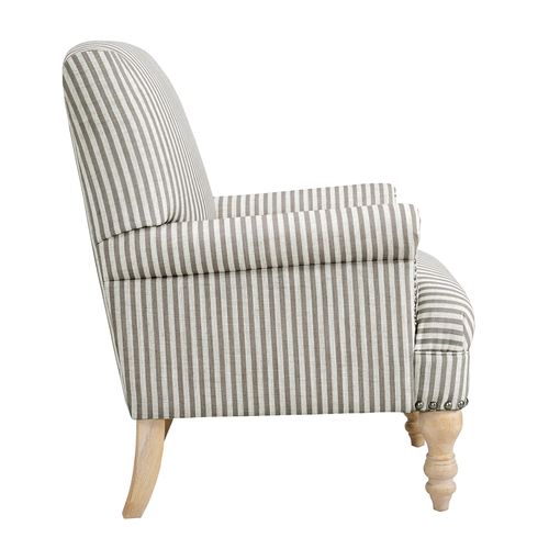 Jaya - Fauteuil à Rayures En Tissu Beige