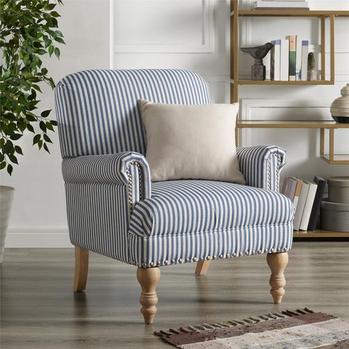 Jaya - Fauteuils En Tissu Rayé Bleu