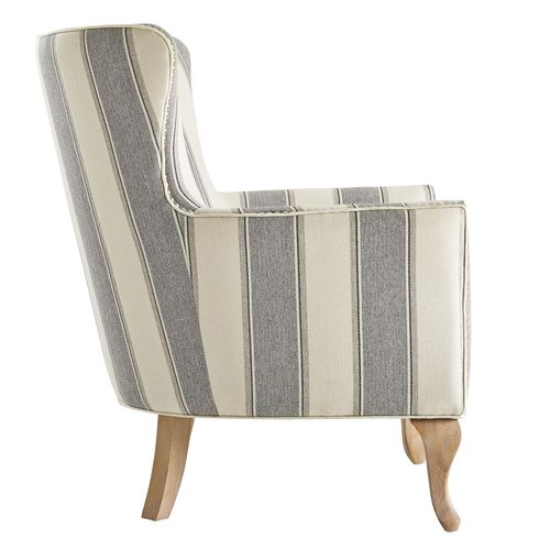 Jaya - Fauteuil à Rayures En Tissu Gris
