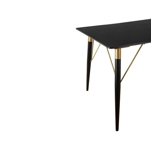 Amagi-table De Salle à Manger 120x80 Cm Avec 6 Places En Mdf Noir Pieds Noirs/dorés