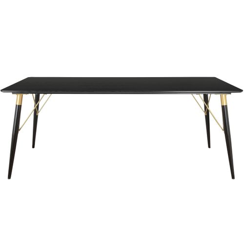 Amagi-table De Salle à Manger 120x80 Cm Avec 6 Places En Mdf Noir Pieds Noirs/dorés