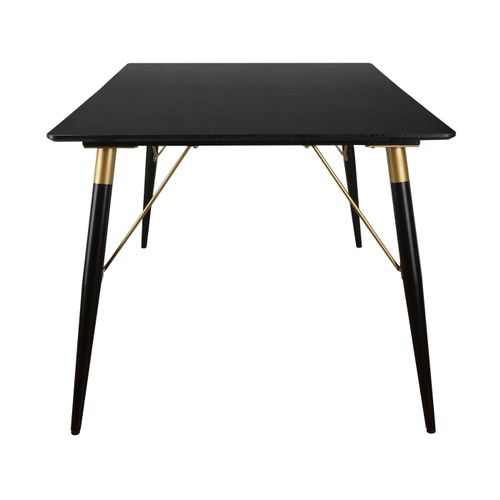 Amagi-table De Salle à Manger 120x80 Cm Avec 6 Places En Mdf Noir Pieds Noirs/dorés