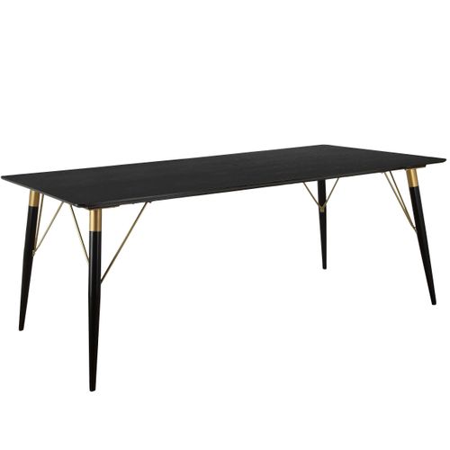 Amagi-table De Salle à Manger 120x80 Cm Avec 6 Places En Mdf Noir Pieds Noirs/dorés