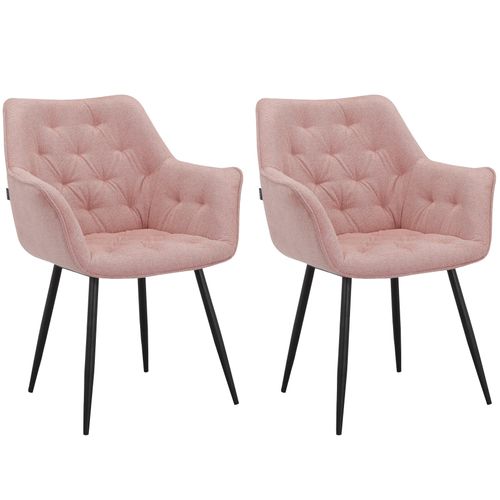 Suzuka-lot De 2 Chaises De Salle à Manger En Velours Rose