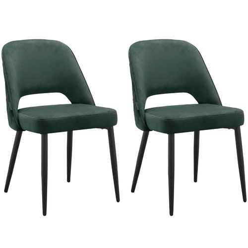 Kyoto-lot De 2 Chaises De Salle à Manger En Velours Vert Foncé