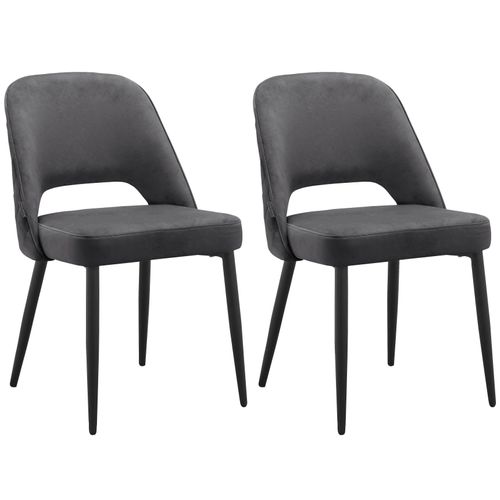 Kyoto-lot De 2 Chaises De Salle à Manger En Velours Anthracite